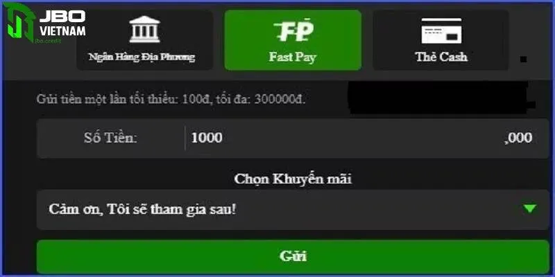 Nạp tiền JBO bằng fastpay